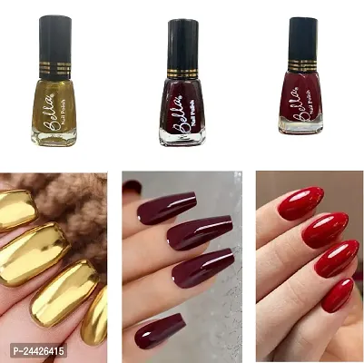 Pastel Color HD Shine Nail Polish Combo Gold-Maroon-Red-D-thumb0