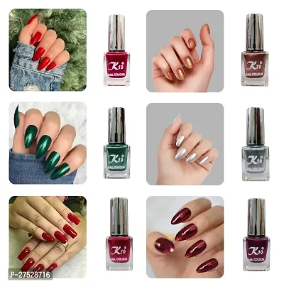 High shine Nail Polish Nail Metallic Finish Multi color Combo set Red-Green-Coffee-Darkred-Silver-Maroon-thumb0