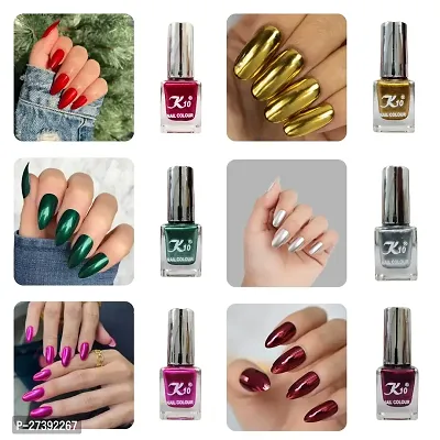 High shine Nail Polish Nail Metallic Finish Multi color Combo set Red-Green-Pink-Golden-Silver-Maroon-thumb0