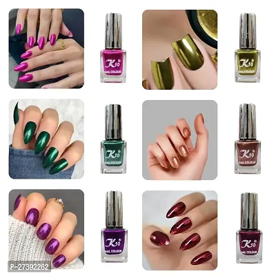 High shine Nail Polish Nail Metallic Finish Multi color Combo set Pink-Green-Purple-Lemon-Coffee-Maroon-thumb0