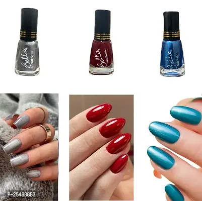 Silver-Red-D-Blue High shine Nail Polish Nail Paint Multi color Combo set-thumb0