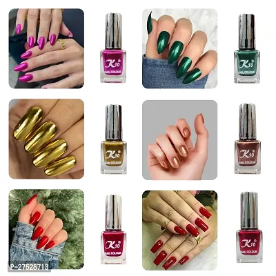 High shine Nail Polish Nail Metallic Finish Multi color Combo set Pink-Golden-Red-Green-Coffee-Darkred