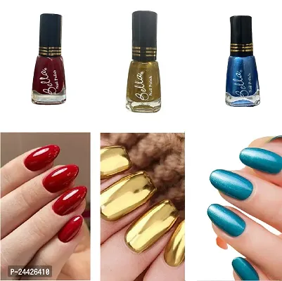 Dark Red Gold-Blue New Beautiful HD Color Nail Polish Combo Dark Red Gold-Blue-thumb0