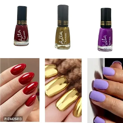 New Beautiful HD Color Nail Polish Combo Dark Red Gold-Purple-thumb0