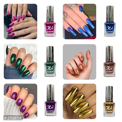 High shine Nail Polish Nail Metallic Finish Multi color Combo set Pink-Green-Purple-Golden-Coffee-Blue-thumb0