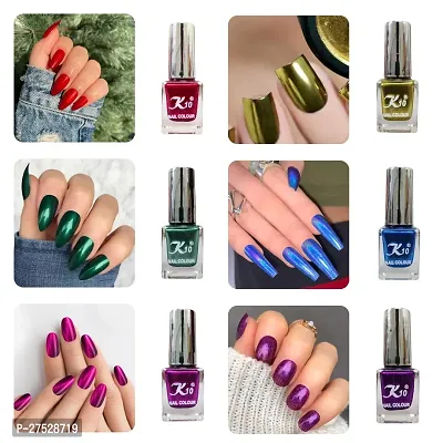 High shine Nail Polish Nail Metallic Finish Multi color Combo set Red-Green-Darkpink-Lemon-Purple-Blue