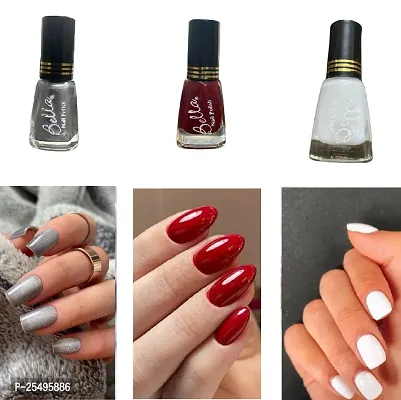 New Beautiful HD Color Nail Polish Combo Silver-Red-D-White-thumb0