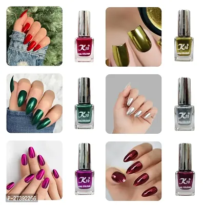 High shine Nail Polish Nail Metallic Finish Multi color Combo set Red-Green-Darkpink-Lemon-Silver-Maroon-thumb0