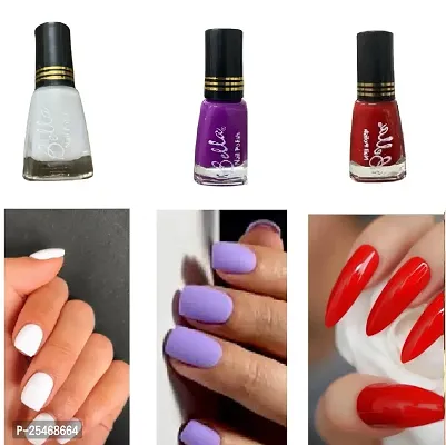 White-Purple-RedMatte Quick-dry Long Lasting  Chip Resistant Nail paint combo