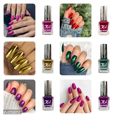 High shine Nail Polish Nail Metallic Finish Multi color Combo set Pink-Golden-Purple-Red-Green-Darkpink-thumb0