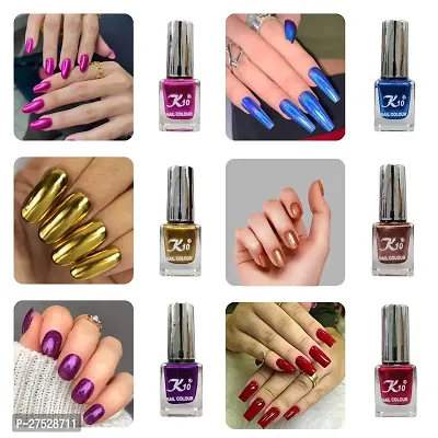 High shine Nail Polish Nail Metallic Finish Multi color Combo set Pink-Golden-Purple-Blue-Coffee-Darkred-thumb0