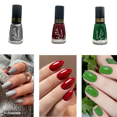 Long Stable High Definition Nail Paint Combo Silver-Red-D-Green-thumb0