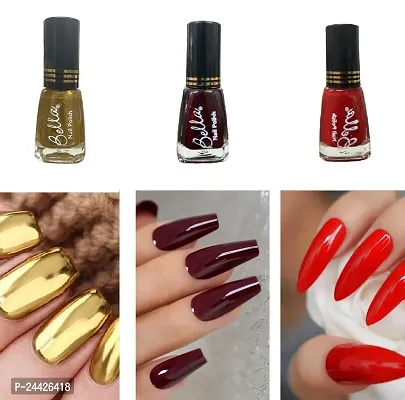 Gold-Maroon-RedMatte Long lasting High Shine Nail Polish combo-thumb0