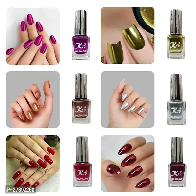 High shine Nail Polish Nail Metallic Finish Multi color Combo set Coffee-Darkred-Darkpink-Lemon-Silver-Maroon