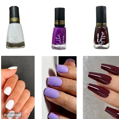 White-Purple-Maroon High shine Nail Polish Nail Paint Multi color Combo set