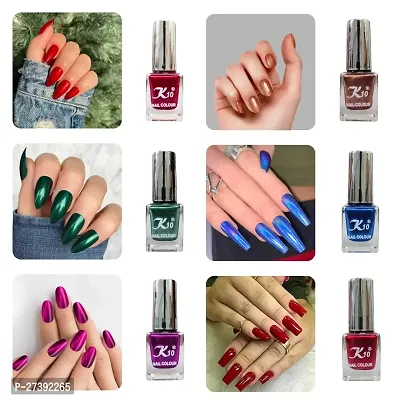 High shine Nail Polish Nail Metallic Finish Multi color Combo set Red-Green-Darkpink-Blue-Coffee-Darkred