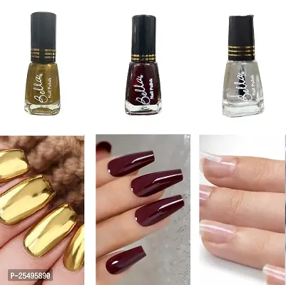 Topcoat-Maroon-Gold Quick-dry Long Lasting  Chip Resistant Nail paint combo