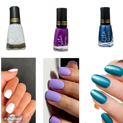 White-Purple-Blue New Unique Color Rich Paint HD Shine Dazzling Glow Long Stable High Definition Nail Paint Combo