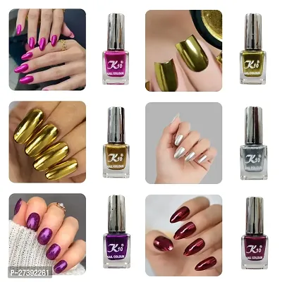 High shine Nail Polish Nail Metallic Finish Multi color Combo set Pink-Golden-Purple-Lemon-Silver-Maroon-thumb0