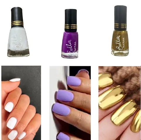 New Beautiful HD Color Nail Polish Combo White-Purple-Gold