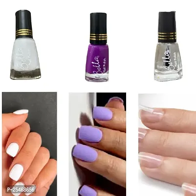 Long Stable High Definition Nail Paint Combo White-Purple-Topcoat