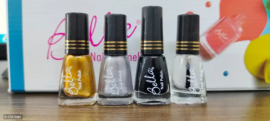 Bella Silver Golden Black Topcoat colors Nail Polish Combo-thumb2