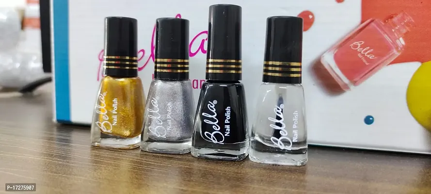 Bella Silver Golden Black Topcoat colors Nail Polish Combo-thumb3