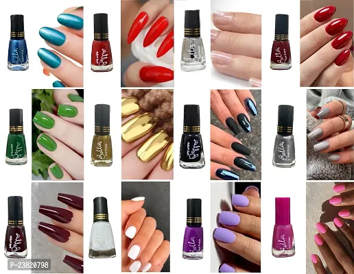 High-Shine Long Lasting Non Toxic Professional Nail Polish Combo Pack Of 12 Color Blue,Redmatte,Topcoat,DarkRed,Green,Golden,Black,Silver,Maroon,White,Purple,Rani-thumb0