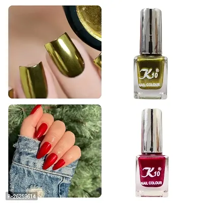 Metallic Finish Lemon Red  Nail polish combo-thumb0