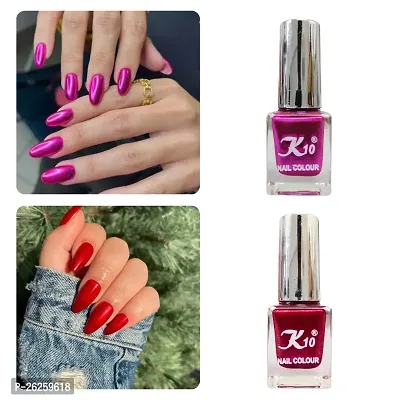 Metallic Finish Pink Red  Nail polish combo