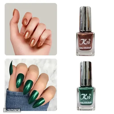 Metallic Finish Green Coffee  Nail polish combo