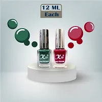 Metallic Finish Green Dark Red  Nail polish combo-thumb1