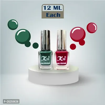 Metallic Finish Green Dark Red  Nail polish combo-thumb2