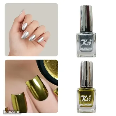 Metallic Finish Silver Lemon  Nail polish combo