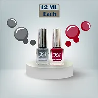 Metallic Finish Silver Dark Red  Nail polish combo-thumb3