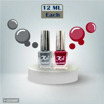 Metallic Finish Silver Dark Red  Nail polish combo-thumb4