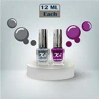 Metallic Finish Silver Dark Pink  Nail polish combo-thumb3