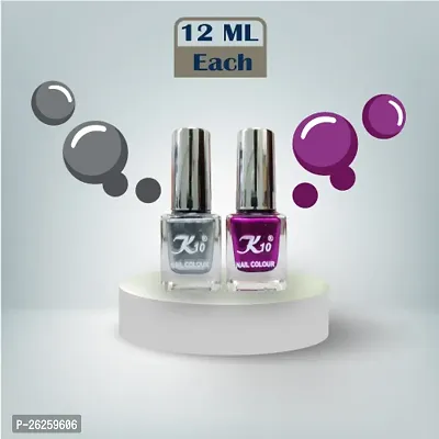 Metallic Finish Silver Dark Pink  Nail polish combo-thumb4