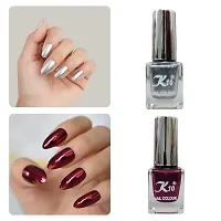 Metallic Finish Silver Maroon  Nail polish combo-thumb3