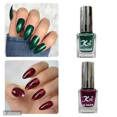 Metallic Finish Green Maroon  Nail polish combo