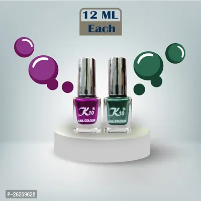 Metallic Finish Dark Pink Green  Nail polish combo-thumb4