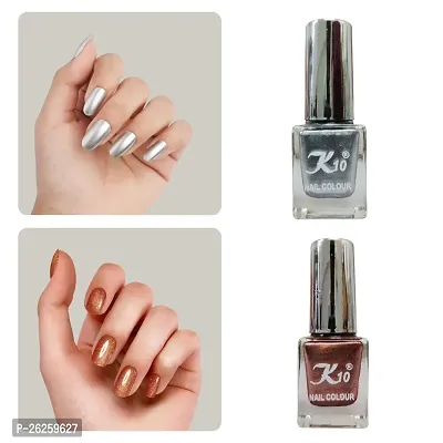 Metallic Finish Silver Coffee  Nail polish combo