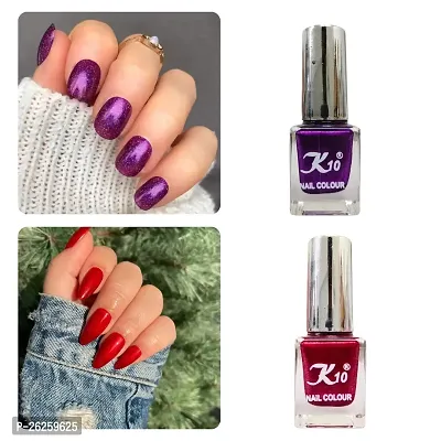 Metallic Finish Purple Red  Nail polish combo