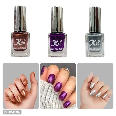 High quality Metallic-Coffee-Silver-Purple Nail Polish Combo