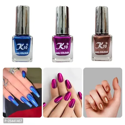 High quality Metallic-Blue-Coffee-Dark-Pink Nail Polish Combo-thumb0