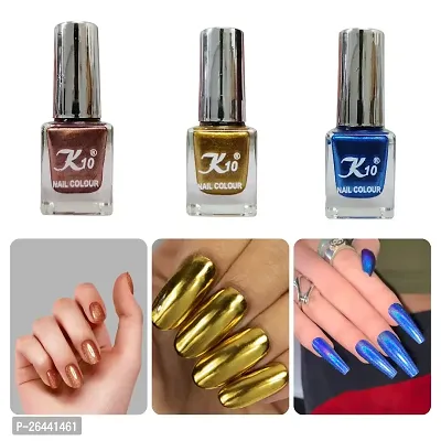 High quality Metallic-Coffee-Blue-Gold Nail Polish Combo-thumb0