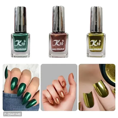 High quality Metallic-Green-Lemon-Coffee Nail Paint Combo