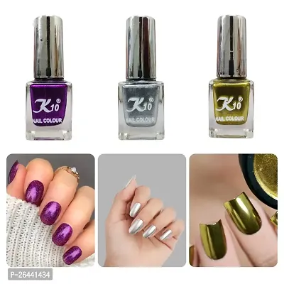 High quality Metallic-Purple-Lemon-Silver Nail Paint Combo