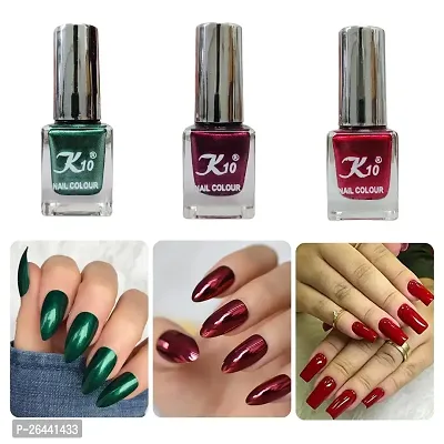 High quality Metallic-Green-Dark-Red-Maroon Nail Paint Combo