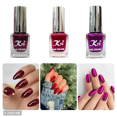 High Shine Long lasting Metallic-Maroon-Red-Dark-Pink Nail Polish Combo